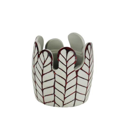 RED/GRAY RESIN LEAF VASE 7.75