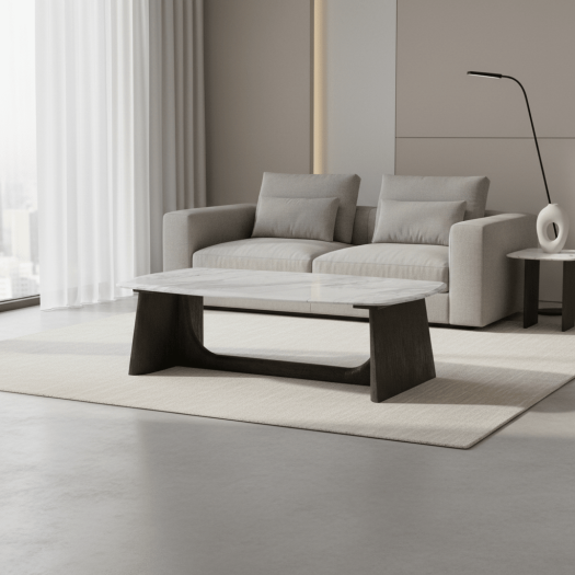 Repose - Repose Wooden Coffee Table Marble Top