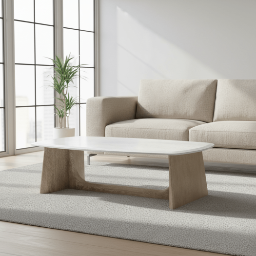 Repose - Repose Wooden Coffee Table Marble Top