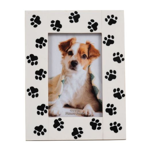 RESIN, 4X6 PAW PRINTS PHOTO FRAME, BLACK/WHITE
