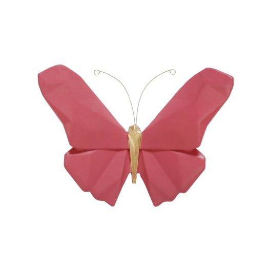 RESIN 6 W ORIGAMI BUTTERFLY WALL HANGING, PINK