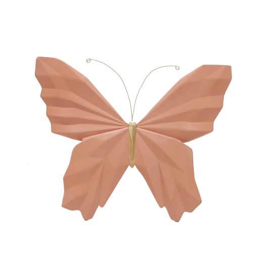 RESIN 8 W ORIGAMI BUTTERFLY WALL HANGING, SALMON