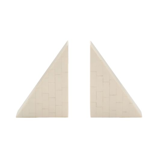 RESIN, S/2 7 RIGHT ANGLE BOOKEND, IVORY
