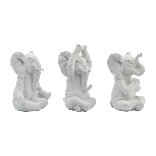 RESIN, S/3, 8"H, YOGA ELEPHANTS, WT