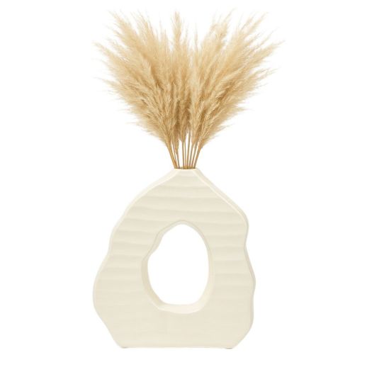 Ribbed Open-cut Out Vase, Ivory