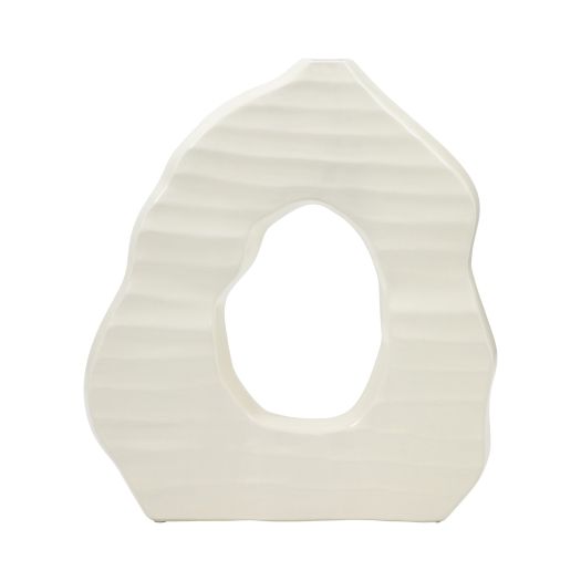 Ribbed Open-cut Out Vase, Ivory