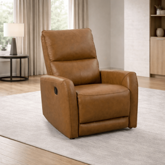Roots Comfort Brown Leather Manual Recliner