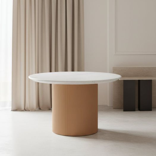 Rose Faux Terrazzo and Terracotta Indoor / Outdoor Round Concrete Dining Table