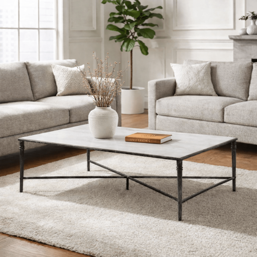 ROSHN 140 W x 43 H x 71 D Black Rectangular Coffee Table