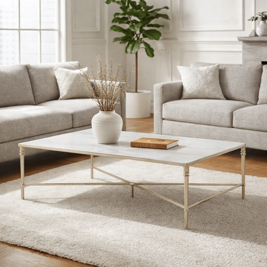 ROSHN 140 W x 43 H x 71 D Silver Rectangular Coffee Table