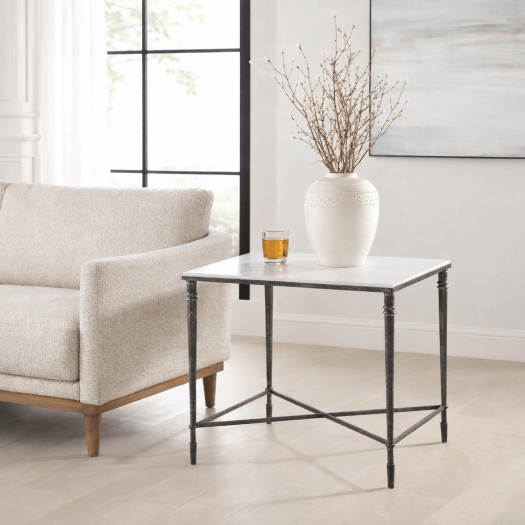 ROSHN 50.5 W x 58.5 H x 68.5 D Black Rectangle End Table