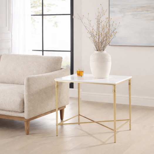 ROSHN 50.5 W x 58.5 H x 68.5 D Gold Rectangle End Table