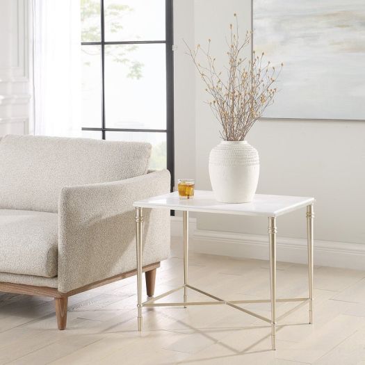 ROSHN 50.5 W x 58.5 H x 68.5 D Silver Rectangle End Table