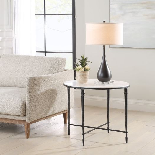 ROSHN 71 W x 58.5 H x 61 D Black Oval End Table