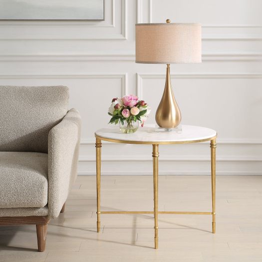 ROSHN 71 W x 58.5 H x 61 D Gold Oval End Table