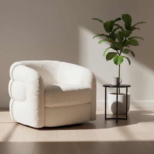 Roundback Accent Chair, Ivory