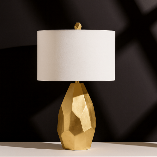 Roxy Table Lamp 25Ht.,Resin Shiny Gold Finish 14 x 14 x