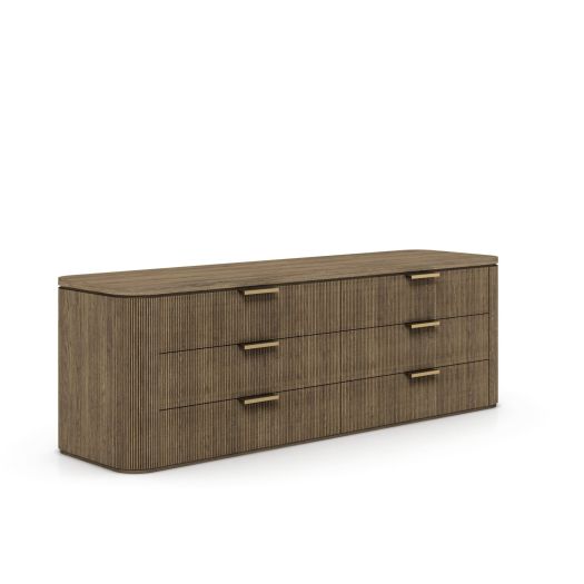Rustic Haven Brown Oak six Drawer Dresser