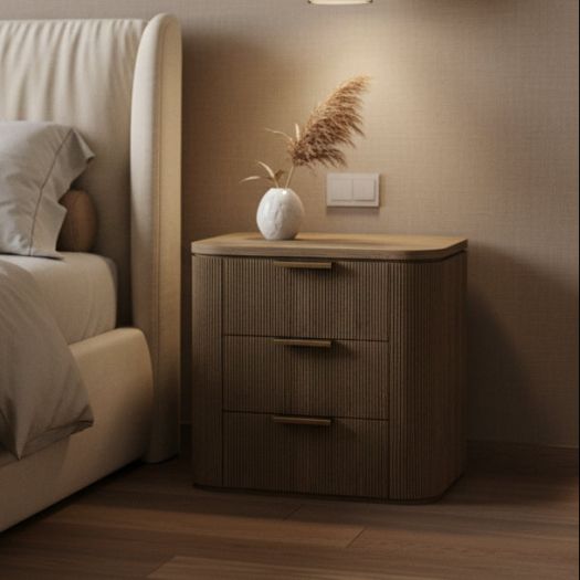 Rustic Haven Oak Three Drawer Nightstand