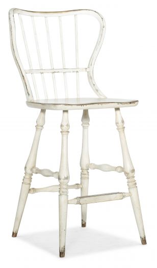 Spindle Back Bar Stool-White