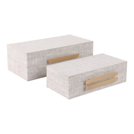 S/2 10/12 RECTANGULAR BOXES DOUBLE HARDWARE, WHT