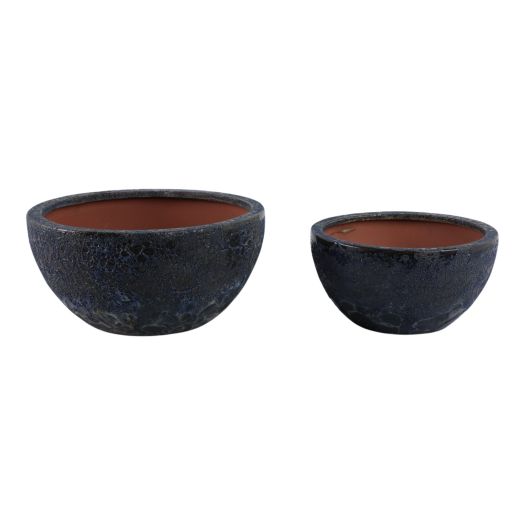 S/2 10/13 Lava Bowl Planters, Blue