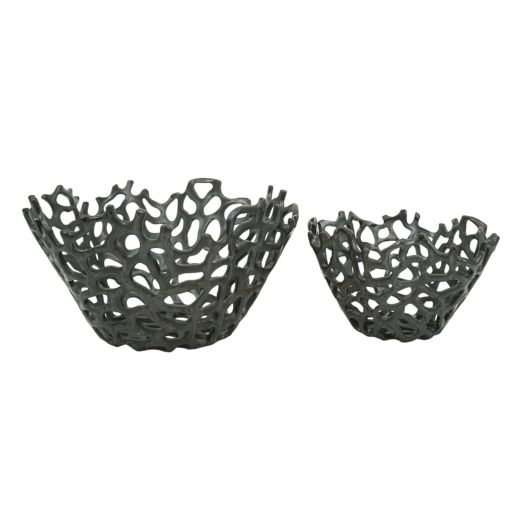 S/2 10/13 Steffi Black Ceramic Bowls