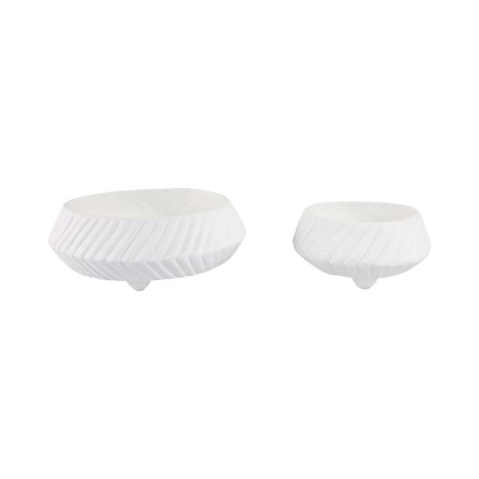 S/2 11/15 TAPERED ECOMIX BOWLS WITH LINES, WHITE