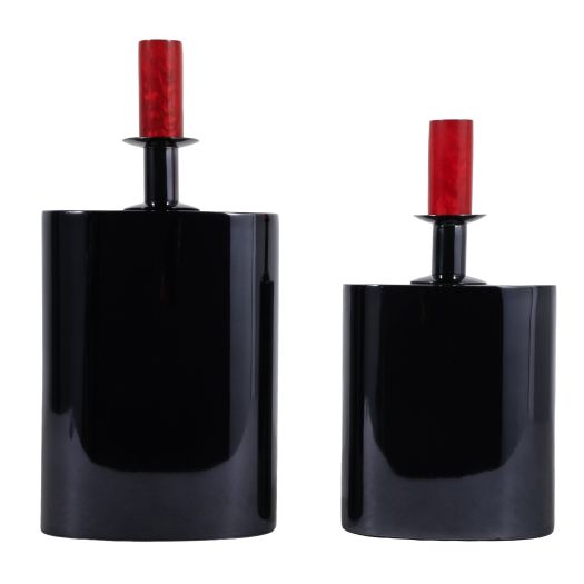 S/2 12/14" CASTALIA BLACK METAL BOTTLES