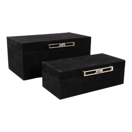 S/2 12/14 Rayne Black Suede Boxes