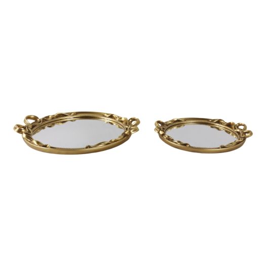 S/2 12/16 Coquette Bow Trays, Gold