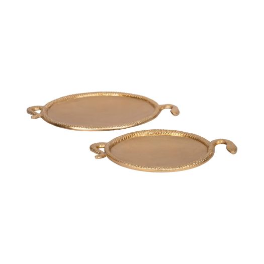 S/2 15/19 Snake Border Round Trays, Gold