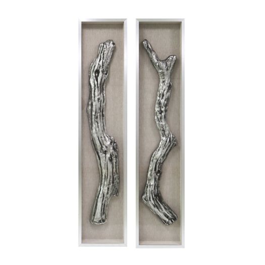 S/2 15x70 Marco Silver Wood Shadowbox Art