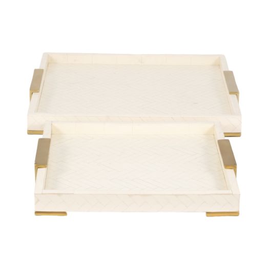 S/2 16/20 Carley Resin Trays, Natural