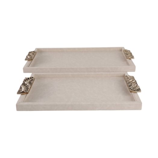 S/2 16/20 MARQUIS TRAYS WITH ALUMINIUM HARDWARE