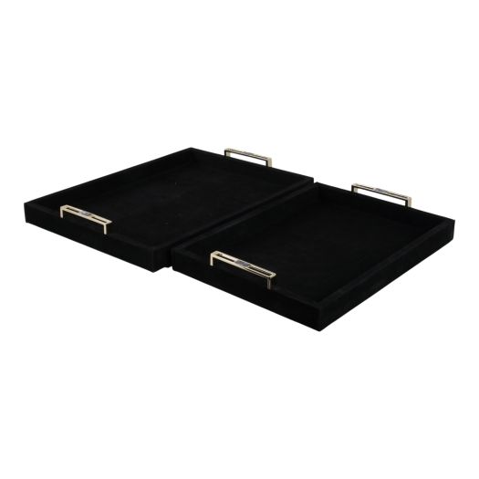 S/2 17/20 RAYNE BLACK SUEDE TRAYS