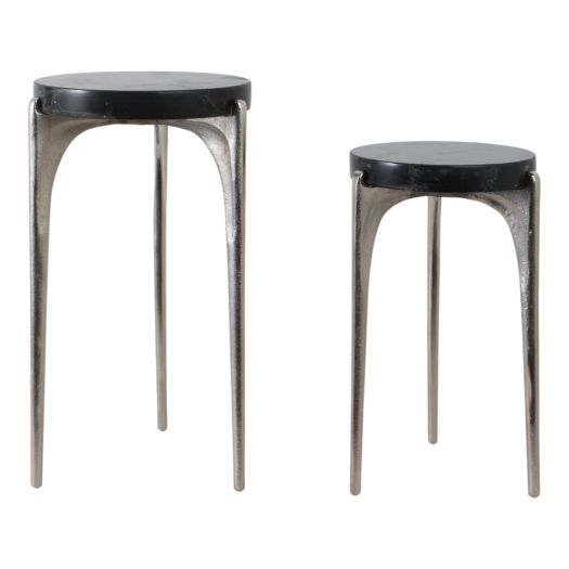 S/2 20/24 CANDO BLACK QUARTZ TOP ACCENT TABLE