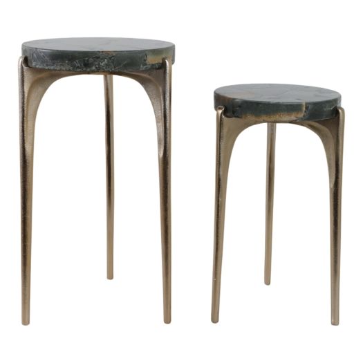 S/2 20/24 CANDO MALACHITE TOP ACCENT TABLE