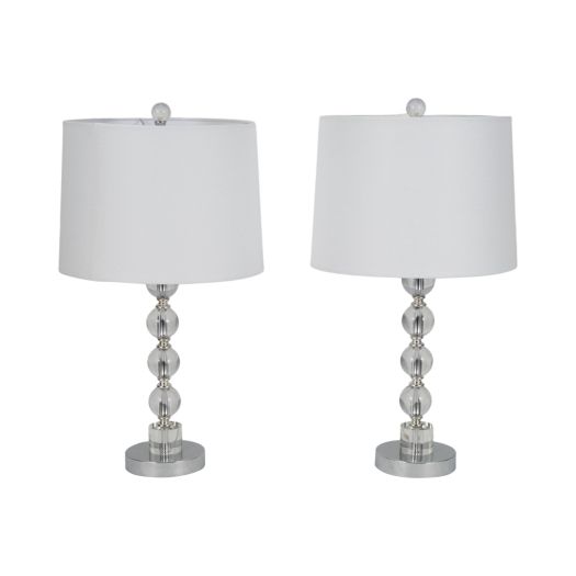 S/2 22 Crystal Table Lamp, Silver