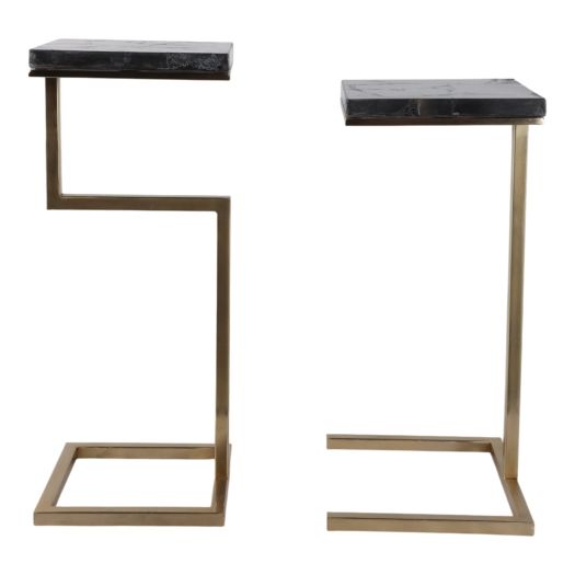 S/2 22/25 Clarkdale Black Quartz Accent Tables