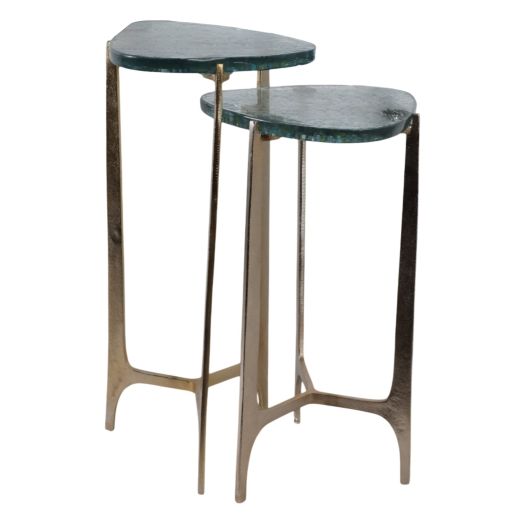 S/2 23/26 Linton Glass Top Accent Tables