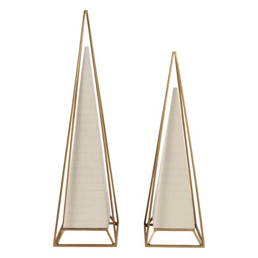 S/2 26/21 Carlisle Large White And Gold Pyramids