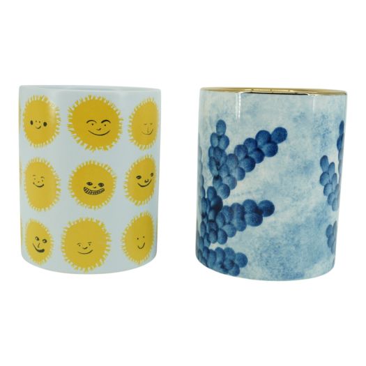 S/2 4 Coral & Sunshine Smiles Pencil Cups, Multi