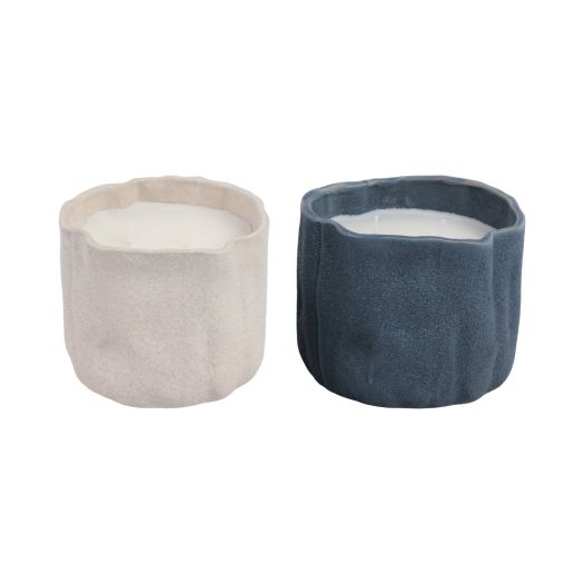 S/2 6 31 Oz Pink Beach Wavy Candle, Ivory/blue