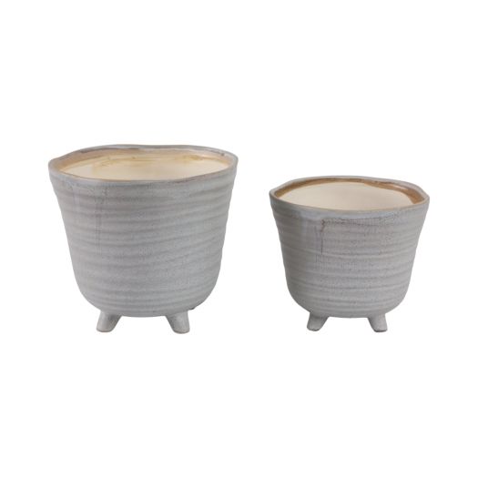 S/2 6/7 Organic Footed Planters, Ivory
