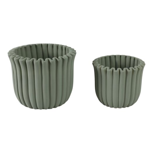 S/2 6/8 Fluted Planters, Sage Green