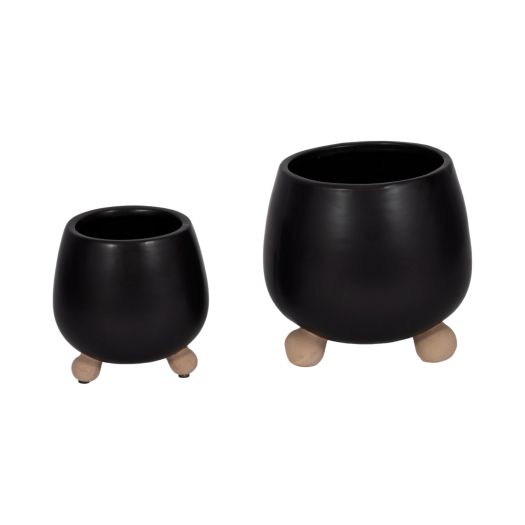 S/2 6/8 Knobby Feet Planters, Black