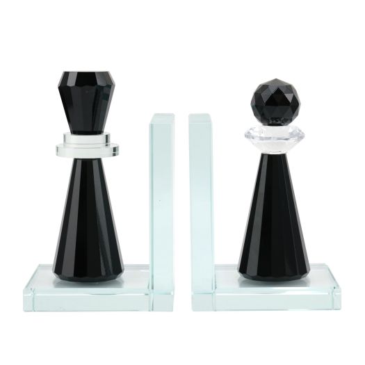 S/2 7 Raina Crystal Chess Piece Bookends