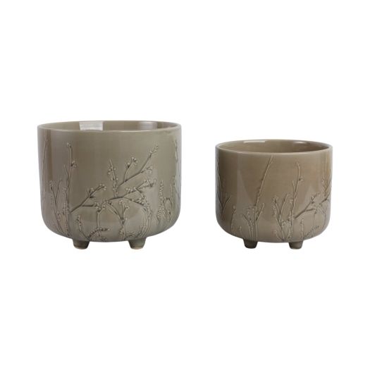 S/2 9/11 FLOWER BRANCHES PLANTERS, CREAM