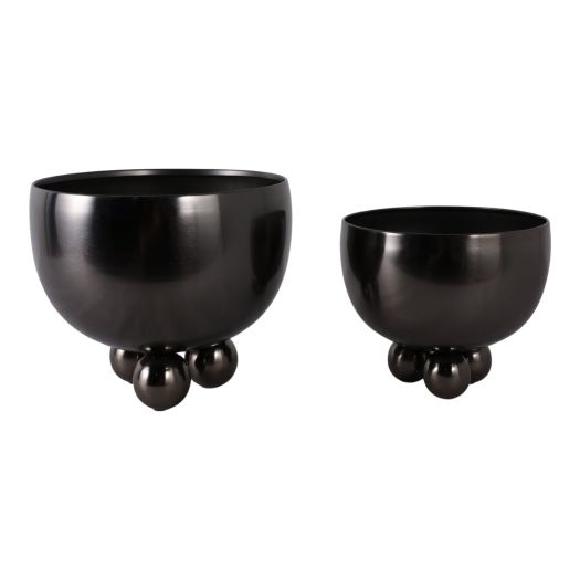 S/2 9/11 Metal Bowl Planter With Ball Feet, Gunme